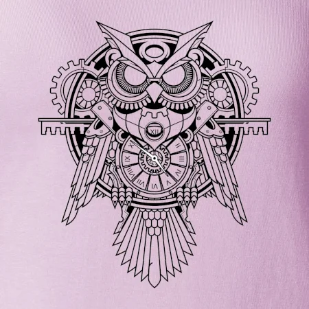 Steampunk sova čiernobiela