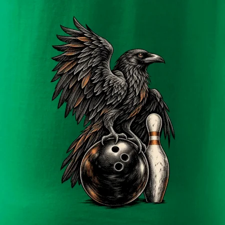 Bowling havran s koulí a kuželkou