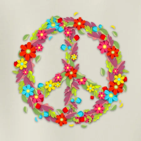 Peace symbol červené kvety
