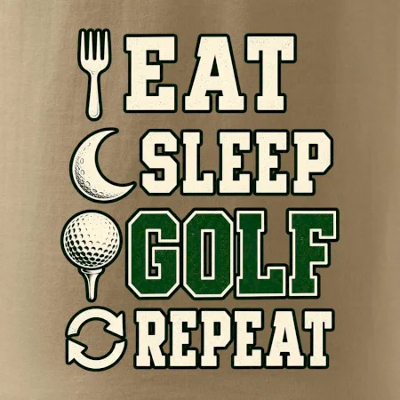 Eat sleep golf repeat typografie