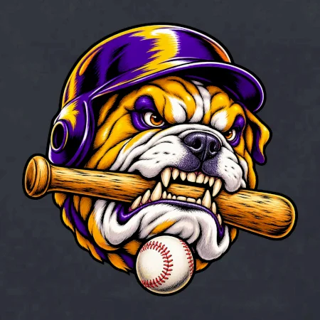 Baseballový buldok s pálkou