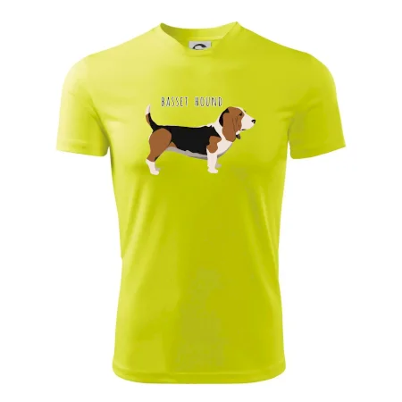 Basset hound pes s nápisom