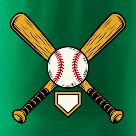 Zkřížené baseballové pálky a míček