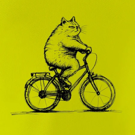 Tučná mačka na bicykli