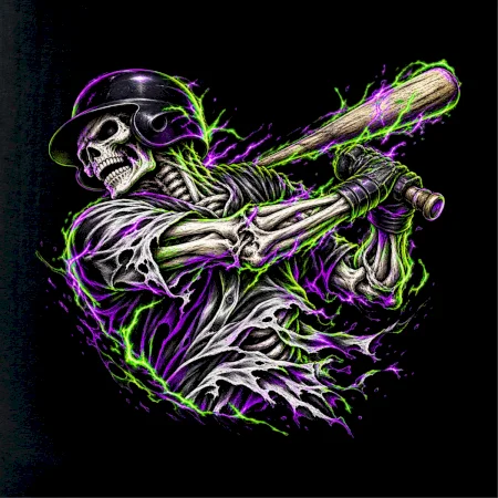 Baseballový kostlivec neonový metal