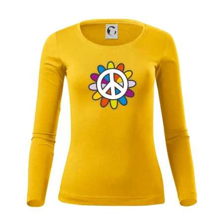 Peace symbol s kreslenou kvetinou