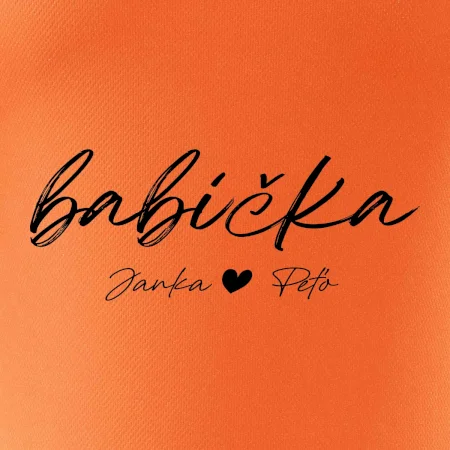 Babička Tričko s menami detí písacie písmo