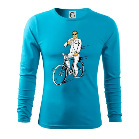 Gentleman na bicykli s pivom