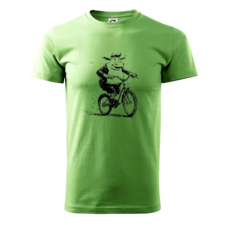 Tučná krava na bicykli