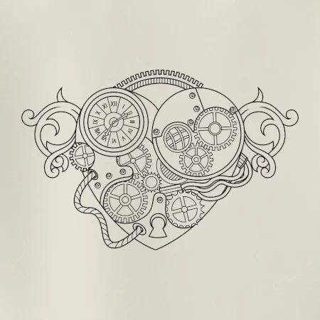 Steampunk srdce kreslené