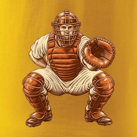 Baseballový catcher retro rytina