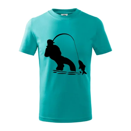 Rybár ťahajúce rybu