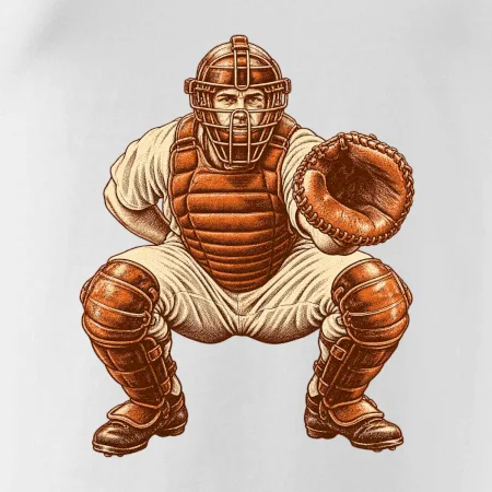 Baseballový catcher retro rytina