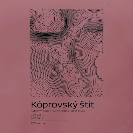 Kôprovský štít - vrstevnice v obdĺžniku