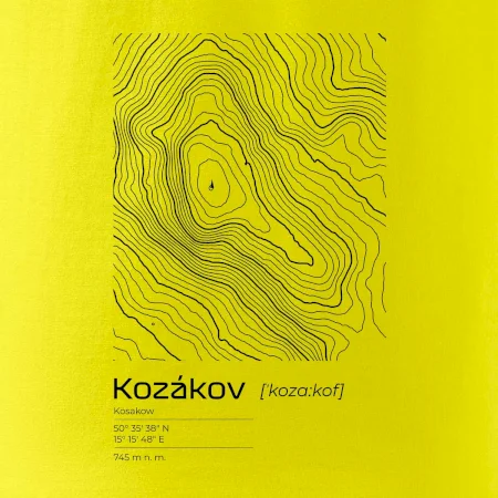 Kozákov - vrstevnice v obdĺžniku