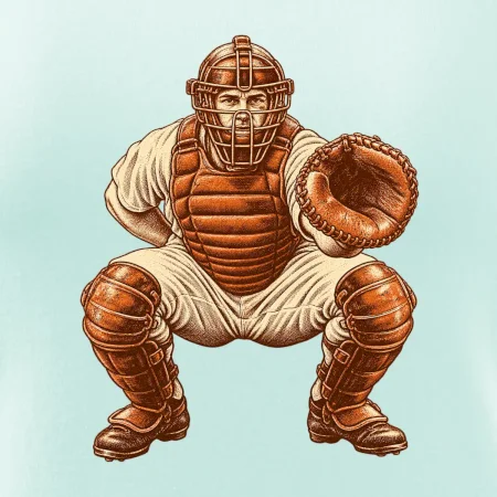 Baseballový catcher retro rytina