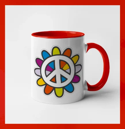 Peace symbol s kreslenou kvetinou