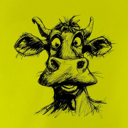Čiernobiela karikatúra svetlá krava hlava