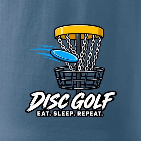Discgolfový kôš s letiacim diskom eat sleep repeat