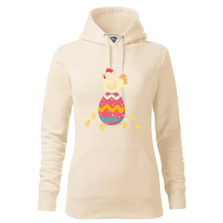 Sliepka sediaca na veľkonočnom vajci