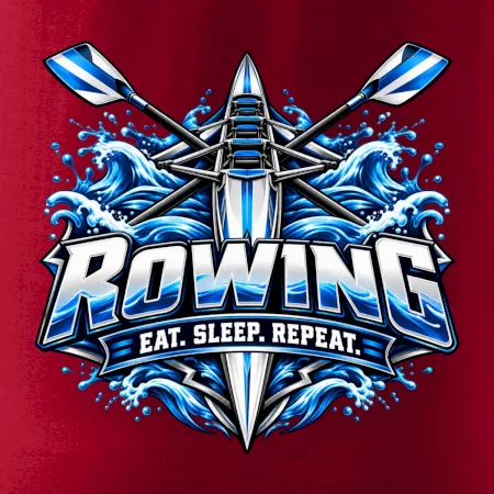 Veslařská loď se zkříženými vesly eat sleep repeat