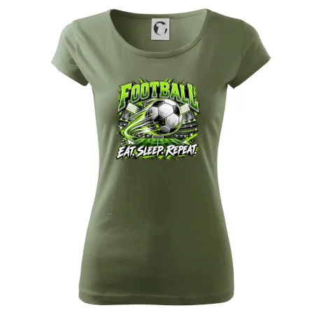 Futbalová lopta a štadión eat sleep repeat