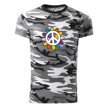 Peace symbol s kreslenou kvetinou
