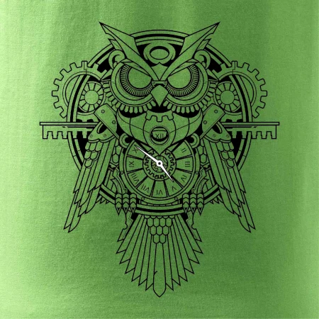 Steampunk sova čiernobiela