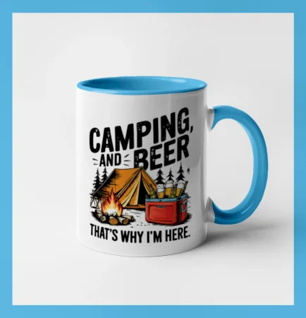 Černý nápis nápis Camping and beer