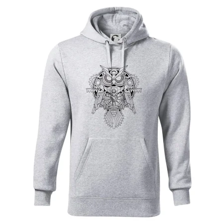 Steampunk sova čiernobiela
