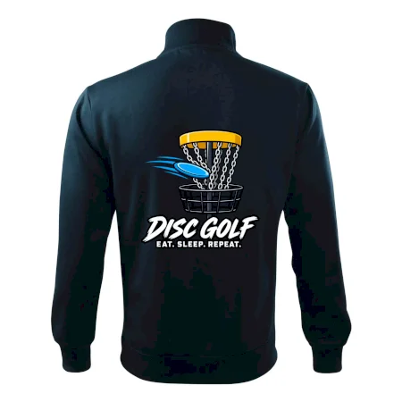Discgolfový kôš s letiacim diskom eat sleep repeat