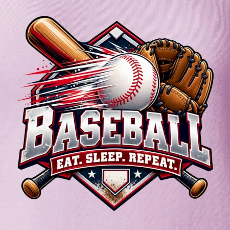 Baseballová pálka s rukavicou eat sleep repeat