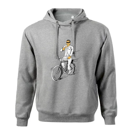 Gentleman na bicykli s pivom