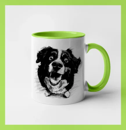 Čiernobiela karikatúra Bernský salašnícky pes