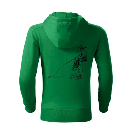 Kreslený rybár na pni