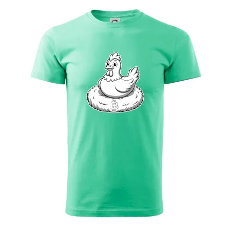 Kurča sediace na bitcoinovom hniezde