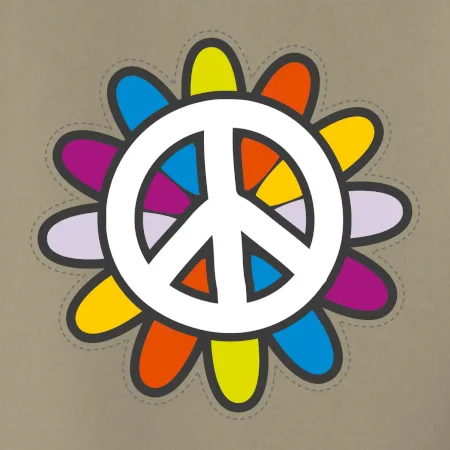 Peace symbol s kreslenou kvetinou