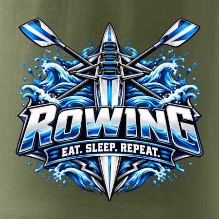 Veslařská loď se zkříženými vesly eat sleep repeat