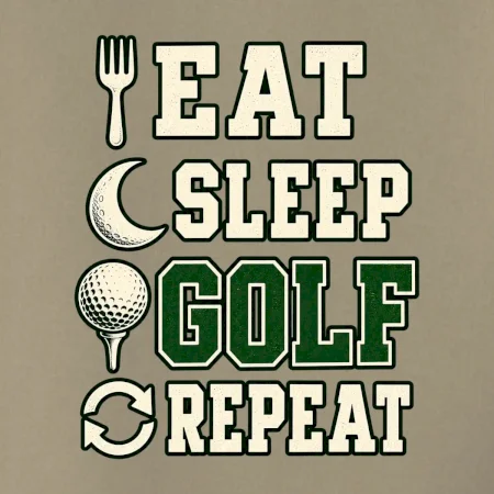 Eat sleep golf repeat typografie