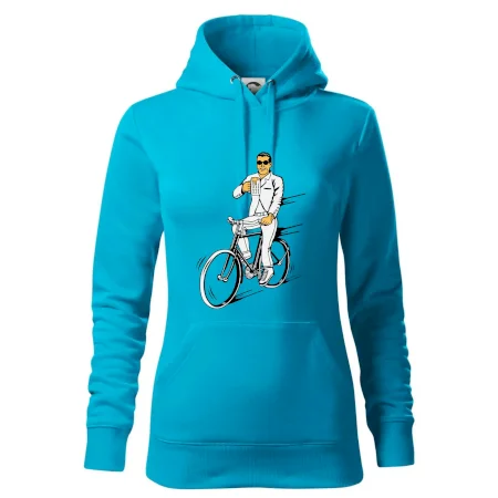 Gentleman na bicykli s pivom