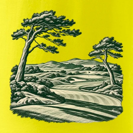 Golfové hřiště v retro rytině
