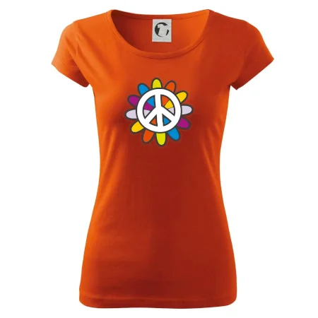Peace symbol s kreslenou kvetinou