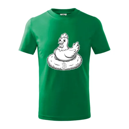 Kurča sediace na bitcoinovom hniezde