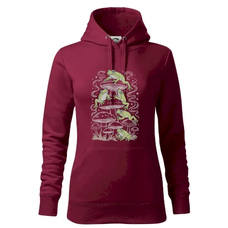 Goblincore frogs and various mushrooms