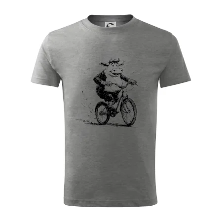 Tučná krava na bicykli