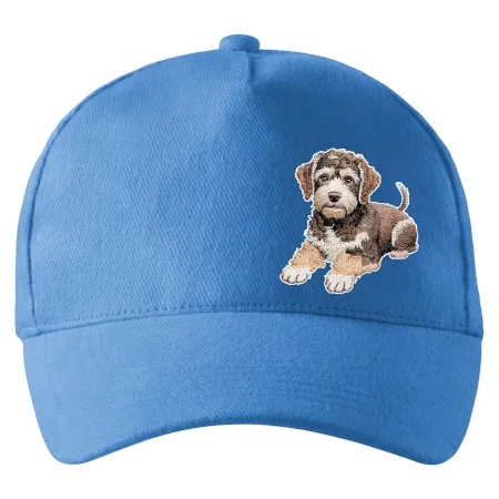 Lagotto romagnolo ležiaci vyšívaný na prsníku