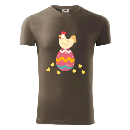 Sliepka sediaca na veľkonočnom vajci