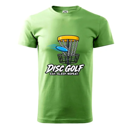 Discgolfový kôš s letiacim diskom eat sleep repeat