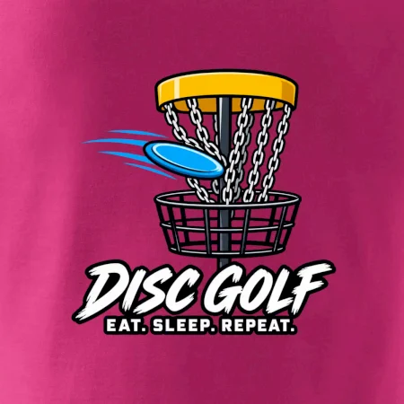 Discgolfový kôš s letiacim diskom eat sleep repeat