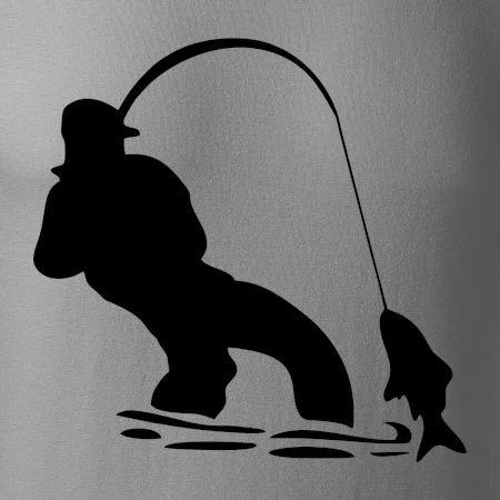 Rybár ťahajúce rybu